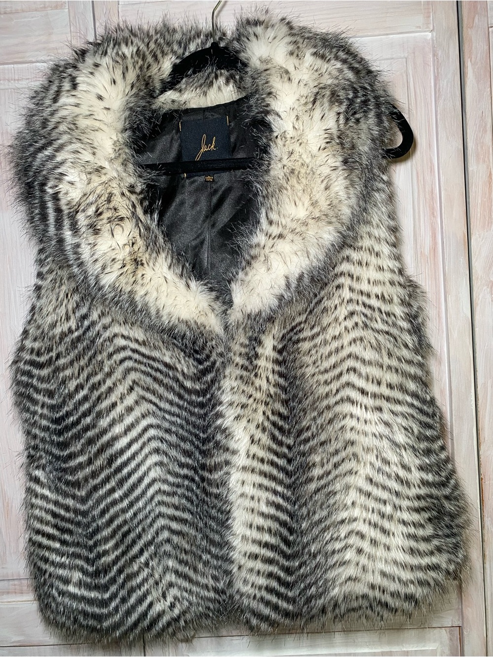 Jack by BB Dakota Black & White Faux Fur Hooded Vest